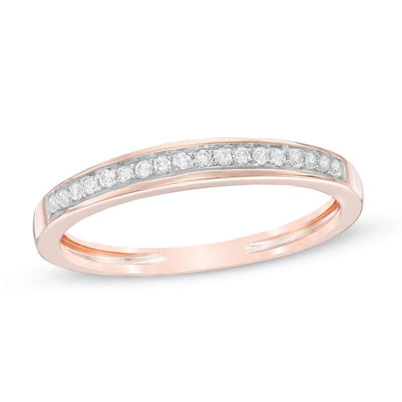 Diamond Accent Channel Anniversary Band in 10K Rose Gold | Anniversary ...