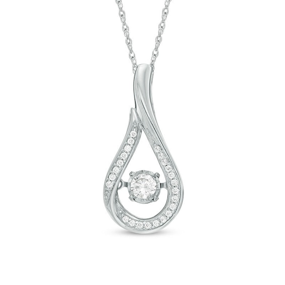 1/5 CT. T.w. Diamond Flame Pendant in 10K White Gold