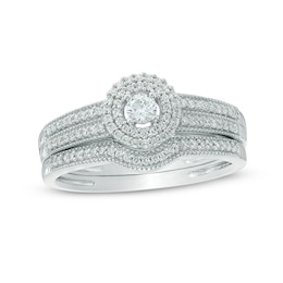 1/3 CT. T.W. Diamond Double Frame Bridal Set in 10K White Gold