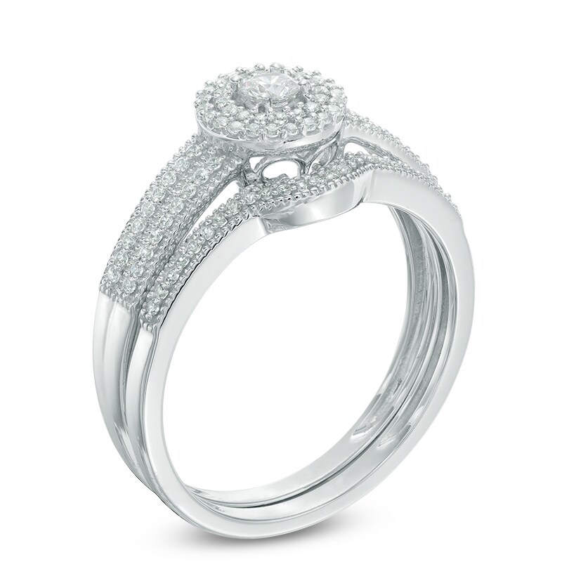 Main Image 2 of 1/3 CT. T.W. Diamond Double Frame Bridal Set in 10K White Gold