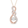 Thumbnail Image 1 of 0.18 CT. T.W. Diamond Cascading Infinity Pendant in 10K Rose Gold