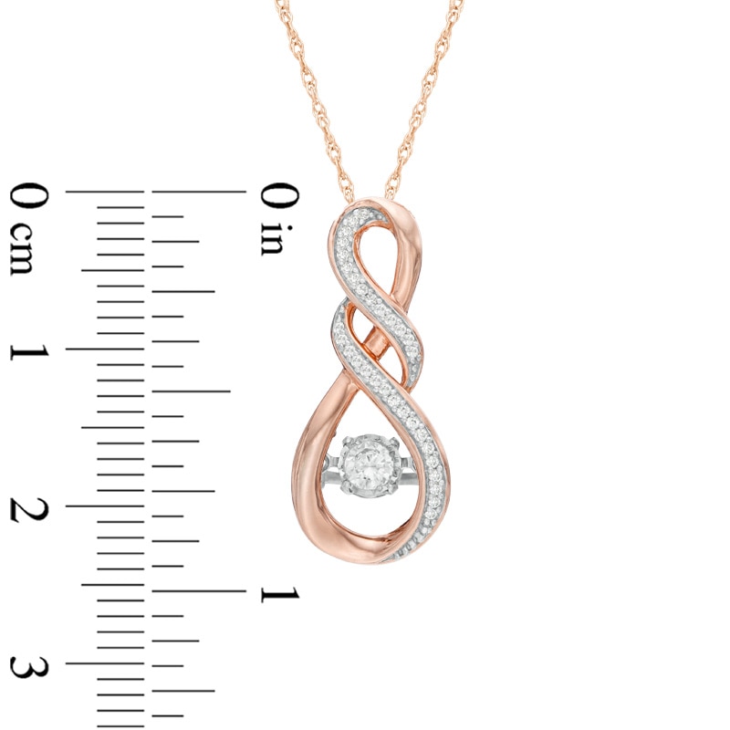 Main Image 2 of 0.18 CT. T.W. Diamond Cascading Infinity Pendant in 10K Rose Gold