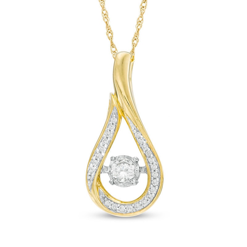 Main Image 1 of 1/5 CT. T.W. Diamond Flame Pendant in 10K Gold