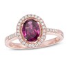 Thumbnail Image 0 of Oval Rhodolite Garnet and 1/6 CT. T.W. Diamond Frame Ring in 10K Rose Gold