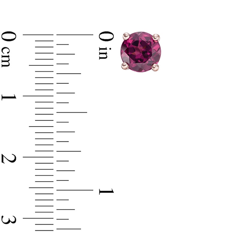 Main Image 2 of 5.0mm Rhodolite Garnet Solitaire Stud Earrings in 10K Rose Gold