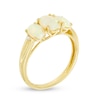 Thumbnail Image 2 of Oval Opal and Diamond Accent Three Stone Ring in 10K Gold
