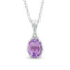 Thumbnail Image 1 of Oval Amethyst and Diamond Accent Pendant in Sterling Silver