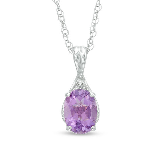 Oval Amethyst and Diamond Accent Pendant in Sterling Silver