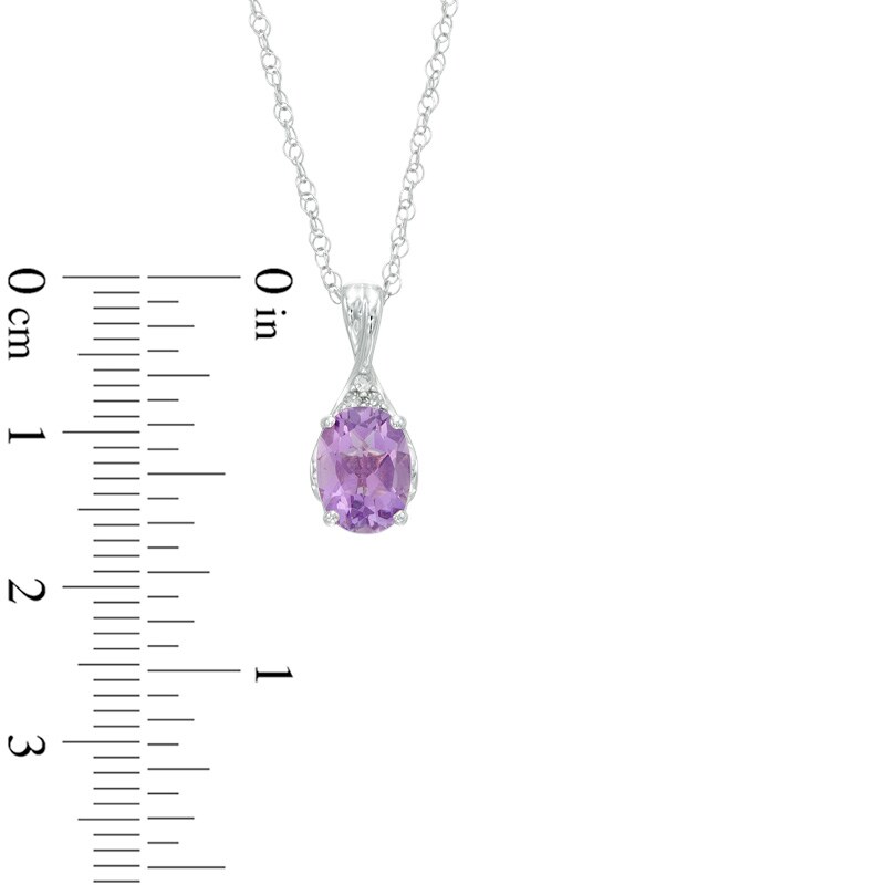 Main Image 2 of Oval Amethyst and Diamond Accent Pendant in Sterling Silver