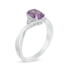 Thumbnail Image 2 of Oval Amethyst and Diamond Accent Tri-Sides Ring in Sterling Silver