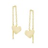 Thumbnail Image 1 of Heart Chain Threader Drop Earrings in 10K Gold