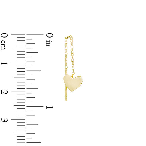 Heart Chain Threader Drop Earrings in 10K Gold