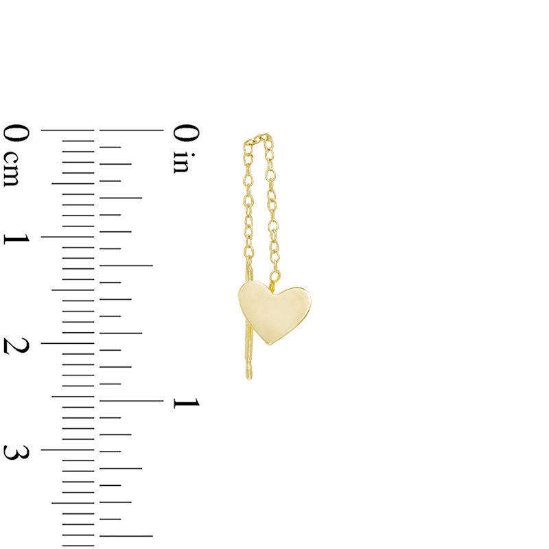 Main Image 2 of Heart Chain Threader Drop Earrings in 10K Gold