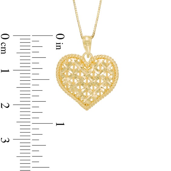 Rope Frame Lattice Heart Pendant in 10K Gold