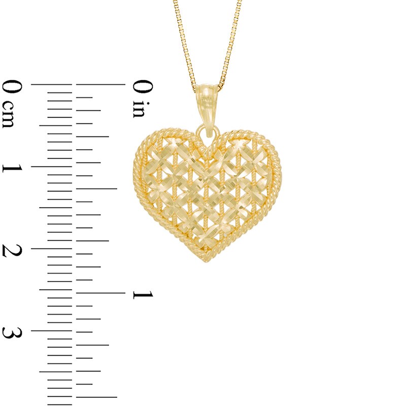 Main Image 2 of Rope Frame Lattice Heart Pendant in 10K Gold