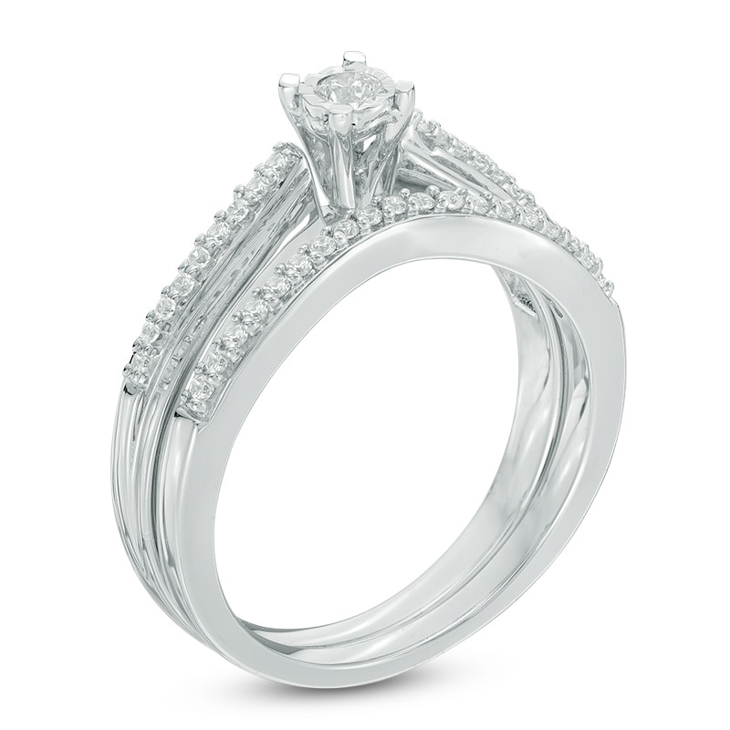 Main Image 2 of 1/4 CT. T.W. Diamond Bridal Set in Sterling Silver