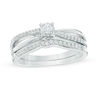 Thumbnail Image 1 of 1/4 CT. T.W. Diamond Split Shank Bridal Set in 10K White Gold