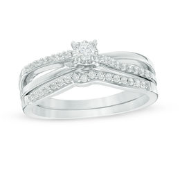 1/4 CT. T.W. Diamond Split Shank Bridal Set in 10K White Gold