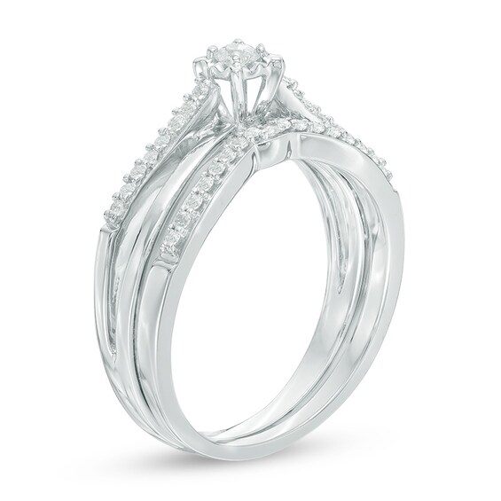 1/4 CT. T.w. Diamond Split Shank Bridal Set in 10K White Gold