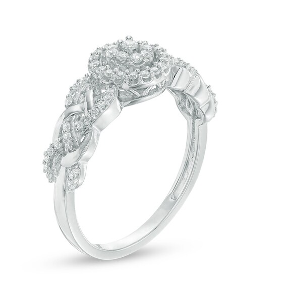 1/4 CT. T.w. Diamond Frame Loose Braid Shank Celtic Promise Ring in 10K White Gold