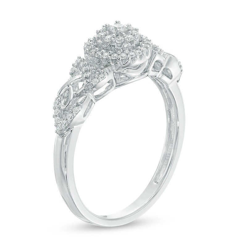 1/4 CT. T.W. Diamond Frame Infinity and Celtic Knot Promise Ring in 10K White Gold