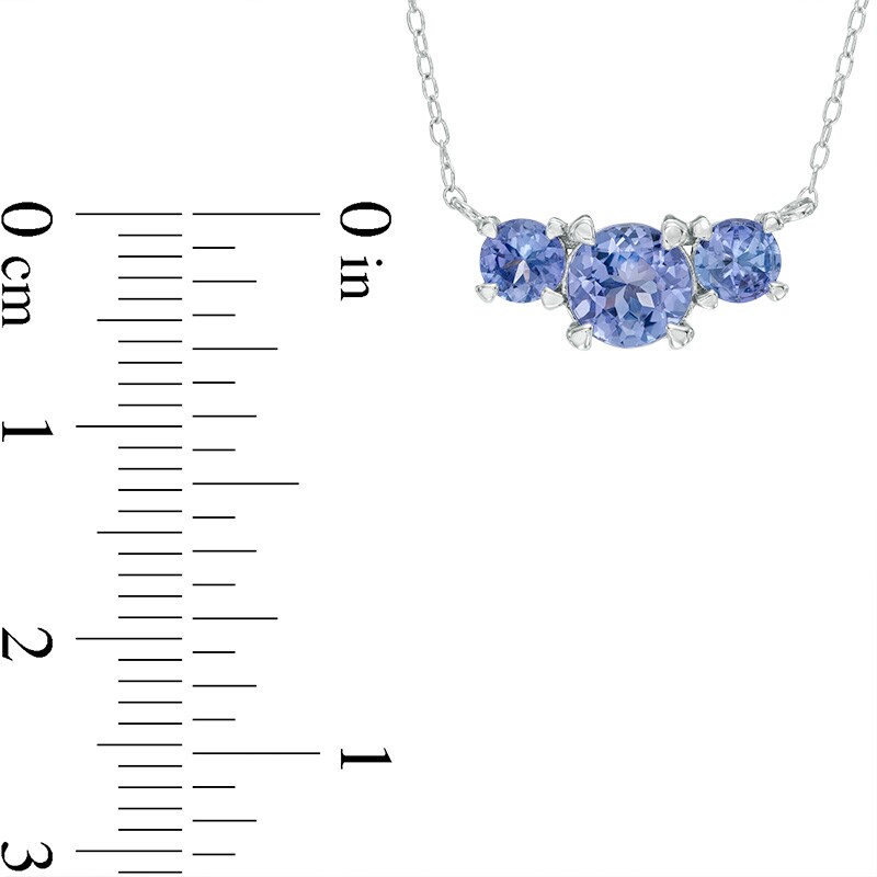 Main Image 2 of Tanzanite Three Stone Necklace in Sterling Silver