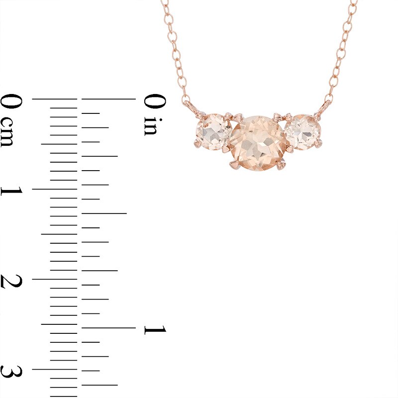 Main Image 2 of Morganite Three Stone Necklace in 10K Rose Gold
