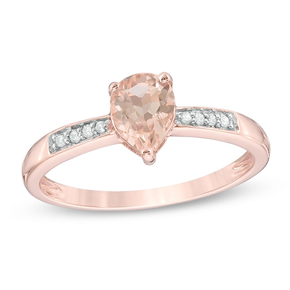 Pear-Shaped Morganite and Diamond Accent Ring in 10K Rose Gold
