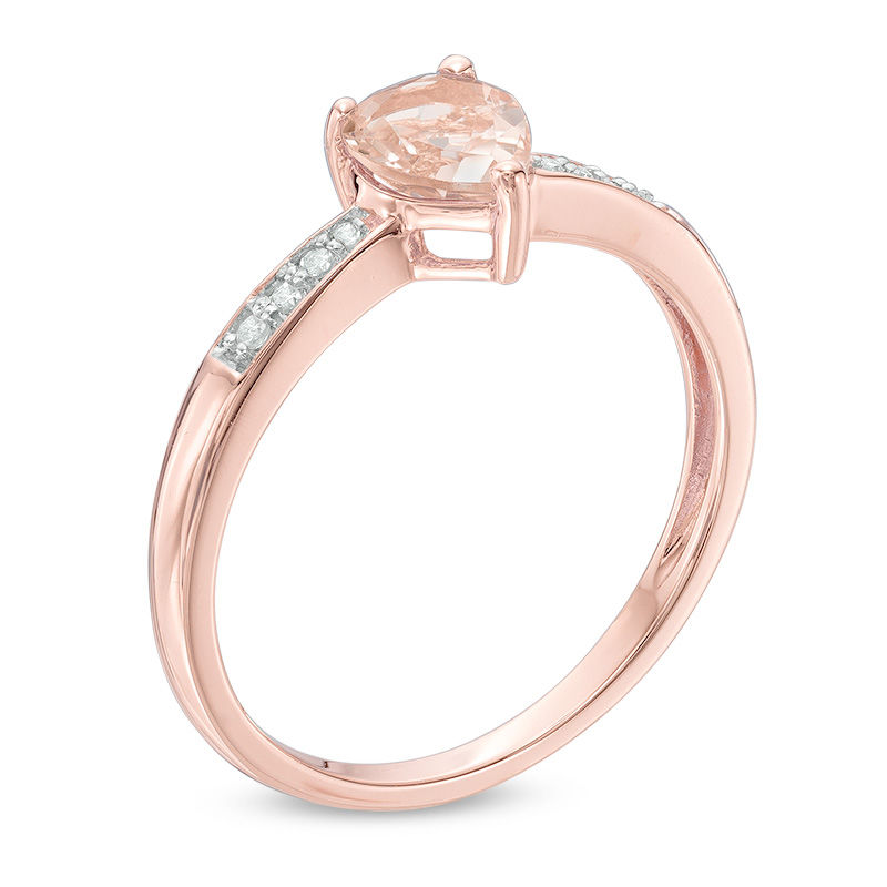 Main Image 2 of Pear-Shaped Morganite and Diamond Accent Ring in 10K Rose Gold
