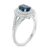 Thumbnail Image 1 of Oval Lab-Created Blue and White Sapphire Double Frame Ring in Sterling Silver