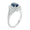 Thumbnail Image 2 of Oval Lab-Created Blue and White Sapphire Double Frame Ring in Sterling Silver