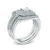 Thumbnail Image 2 of 1/3 CT. T.W. Quad Princess-Cut Diamond Layered Frame Vintage-Style Three Piece Bridal Set in Sterling Silver