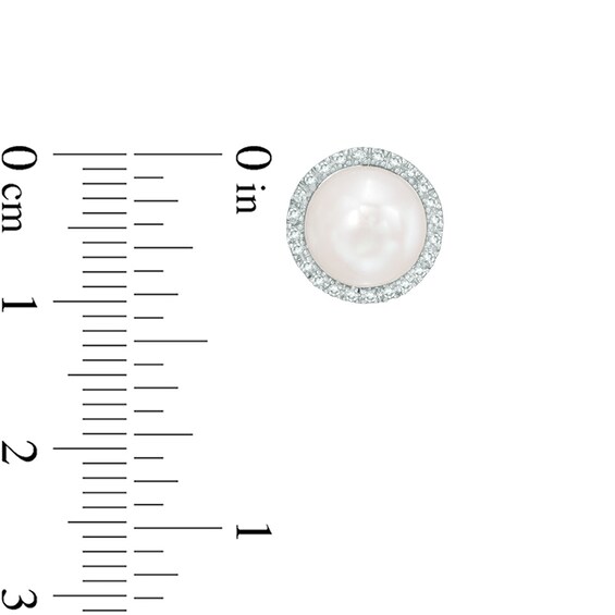 8.0mm Baroque Freshwater Cultured Pearl and 1/8 CT. T.w. Diamond Frame Stud Earrings in 10K Gold