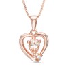 Thumbnail Image 1 of Pear-Shaped Morganite and Lab-Created White Sapphire Heart Pendant in Sterling Silver with 14K Rose Gold Plate