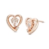Thumbnail Image 1 of Pear-Shaped Morganite and Lab-Created White Sapphire Heart Stud Earrings in Sterling Silver with 14K Rose Gold Plate