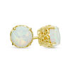 Thumbnail Image 0 of 6.0mm Lab-Created Opal Solitaire Stud Earrings in 10K Gold