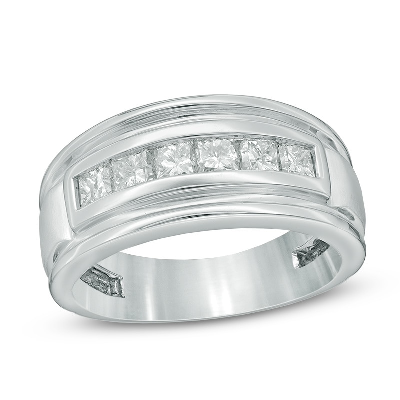 Main Image 1 of 1-1/2 CT. T.W. Square-Cut Diamond Band in 10K White Gold