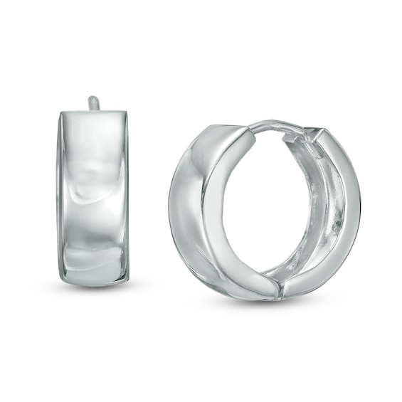 Huggie Hoop Earrings in 14K White Gold