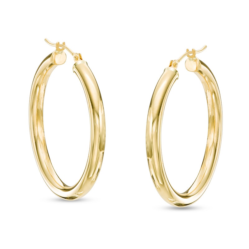 3.0 x 30mm Hoop Earrings in 14K Gold