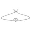 Thumbnail Image 1 of Open Hearts by Jane Seymour™ 1/20 CT. T.W. Diamond Heart Frame Bolo Bracelet in Sterling Silver - 9.0&quot;
