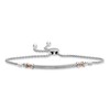Thumbnail Image 1 of Open Hearts by Jane Seymour™ 1/10 CT. T.W. Diamond Bar Bolo Bracelet in Sterling Silver and 10K Rose Gold - 9.0"