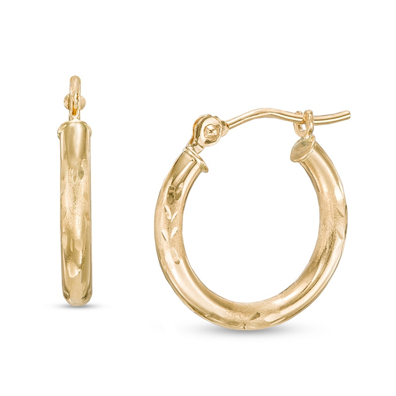 2.0 x 15mm Hoop Earrings in 14K Gold