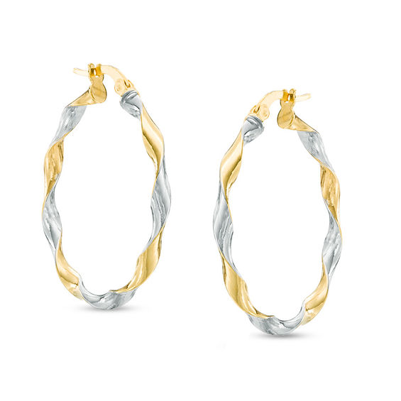 Twist Hoop Earrings In 14k Two Tone Gold Twist Hoop Earrings In 14k Two Tone Gold