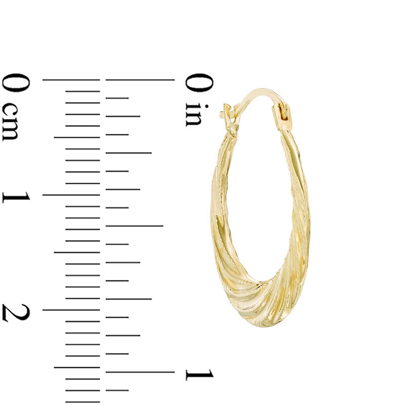 Textured Swirl Hoop Earrings in Hollow 14K Gold