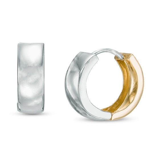 Huggie Hoop Earrings in 14K Two-Tone Gold