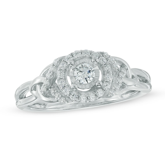 1/3 CT. T.w. Diamond Frame Celtic Knot Ring in 10K White Gold