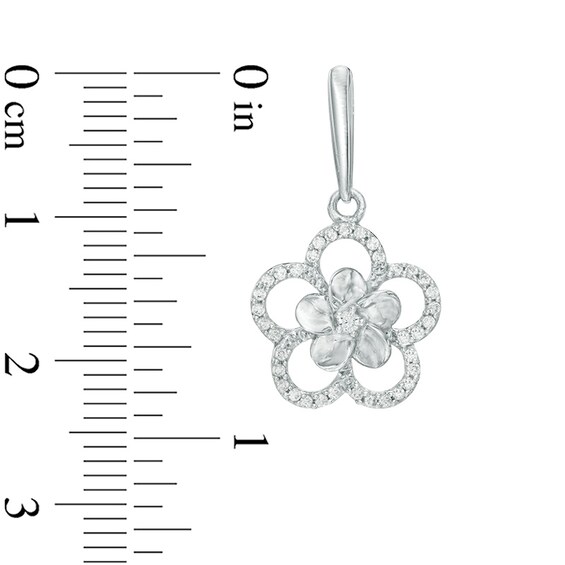1/10 CT. T.w. Diamond Frame Pinwheel Flower Stud Earrings in 10K White Gold