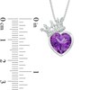 Thumbnail Image 1 of 10.0mm Heart-Shaped Amethyst and Diamond Accent Crown Pendant in Sterling Silver