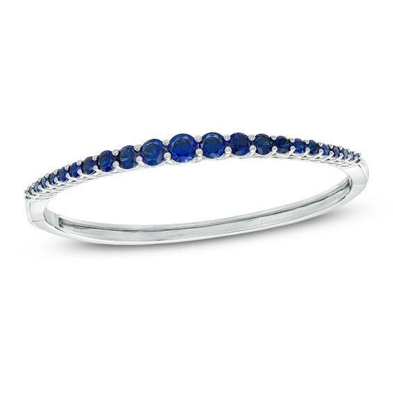 Lab-Created Blue Sapphire Bangle in Sterling Silver