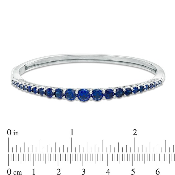 Lab-Created Blue Sapphire Bangle in Sterling Silver